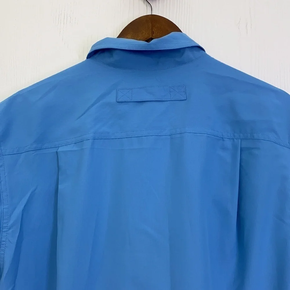 Duluth Trading Company - Baby Blue Polyester Short Sleeve Button Up Size Med - Picture 10 of 10